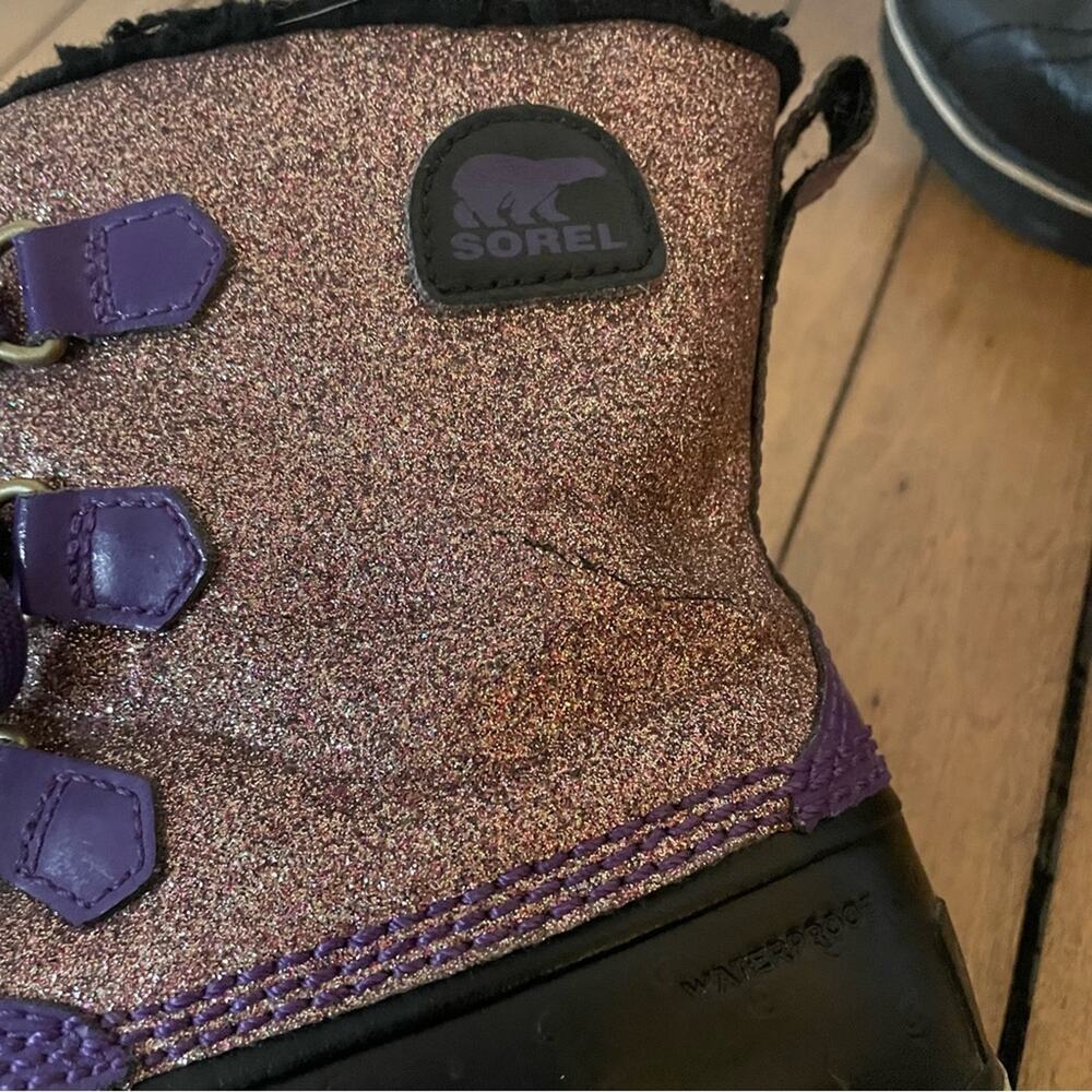 Sorel Tivoli Purple Glitter Snow Boots Girls 3 - Picture 9 of 9